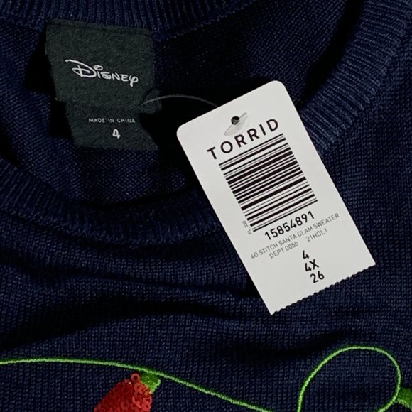Torrid Sweater Christmas Disney Lilo & Stitch Santa Sequins Plus Size 4 26 - Picture 4 of 4